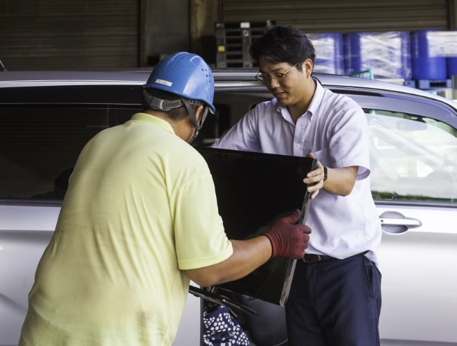 リサイクル品荷降ろし場所（ご来場〜荷降ろし）